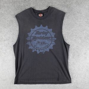 Harley Davidson Shirt Men L Black Tank Top Sleeveless Muskegon MI 2009 USA Made